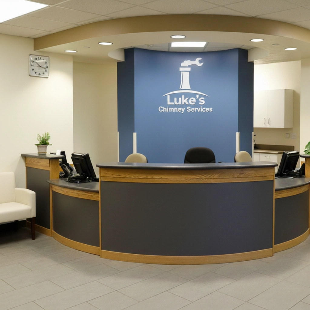 Luke's Chimney Services office interior with company branding