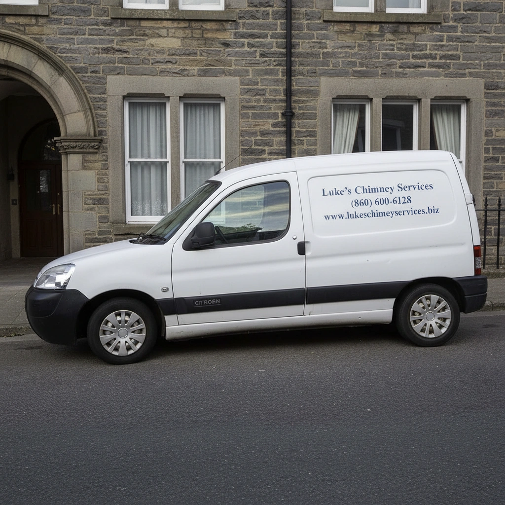 Luke's Chimney Services branded service vehicle ready for chimney sweep appointments